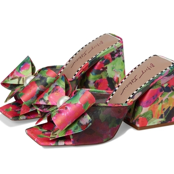Betsey Johnson Floral Bow Mules - Pink and Green - Picture 3 of 6